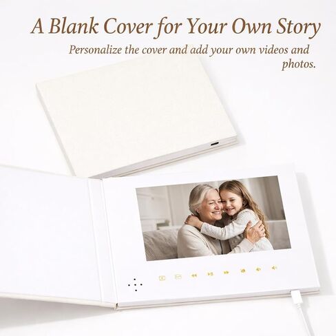 Luxury Linen Bound Video Book, 7" IPS Display, 4GB Memory, Rechargeable Battery, Up to 3 Hours HD Video Storage, Perfect for Weddings, Graduation Birthdays, Anniversaries, and More in Kuwait