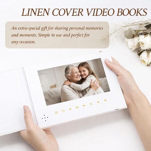 Luxury Linen Bound Video Book, 7" IPS Display, 4GB Memory, Rechargeable Battery, Up to 3 Hours HD Video Storage, Perfect for Weddings, Graduation Birthdays, Anniversaries, and More in Kuwait