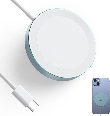 Qi2 Magnetic Wireless Charger, Minthouz 15W Fast Charging iPhone Wireless Charger, Mag Safe Wireless Charging Pad for iPhone 16/15/14/13/12 Series, Airpods and Qi-Enabled Devices (No Adapter), Blue in Kuwait