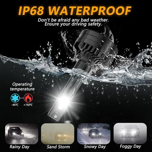 مصابيح H4/9003، لمبة إضاءة ضباب ساطعة 120 وات 20000LM مطورة، 6500 كلفن أبيض بارد IP68 مقاوم للماء، تركيب سريع in Kuwait