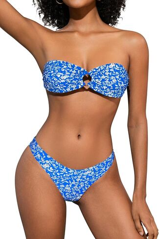 SHEKINI Sexy Women's Bandeau Bikini Set Halter O Ring Strapless Tie Back High Cut Two Piece Swimsuit Bathing Suits in Saudi Arabia