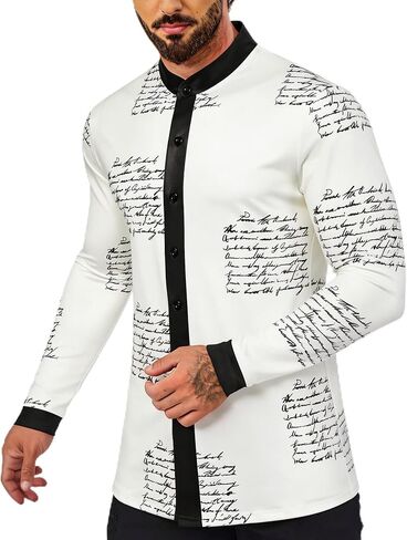 Men's African Traditional Pattern Print Shirt Casual Long Sleeve Button Down Shirts Luxury Printed Dashiki for Men in Kuwait