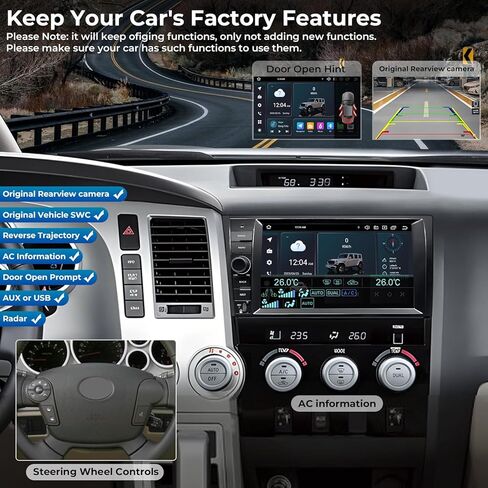 Swtnvin Car Radio Toyota Tundra 2007-2013 ، Sequoia 2008-2018،10.1 in Kuwait