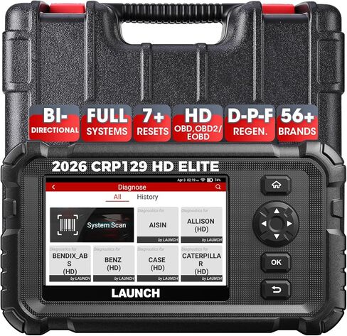 LAUNCH CRP129 HD Heavy Duty Truck Scanner, Full System Diagnostic Diesel Scan Tool with D.P.F Regen, 7+ Resets, Speed Limit Adjust, Oil Reset for Cummins, Detroit, Isuzu, Volvo&More in Saudi Arabia