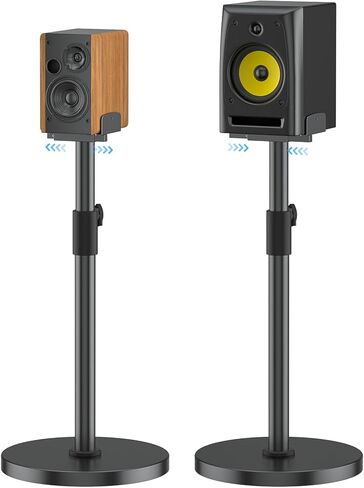 Pairs Desk Speaker Stands for KRK, Klipsch, Polk and More Bookshelf Speakers, Studio Monitor Stands for PreSonus, JBL Nano K, Adjustable Height, Tilt & Swivel Desktop Clamp Stands Wr Headphone Holder in Kuwait
