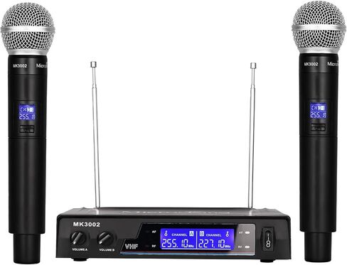 MicrocKing UHF Wireless Microphone System Cordless Lapel/Headset/Lavalier Mic(4 Bodypacks), Fixed Frequency, Long Range 400ft, Ideal for Party Church Conference Speech in Kuwait