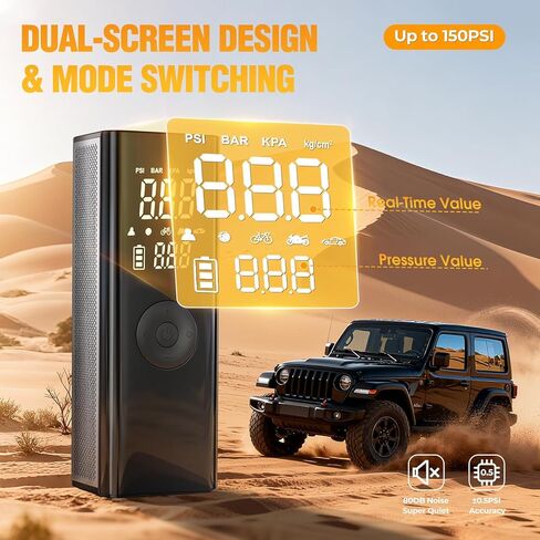 Tire Inflator Portable Air Compressor - 5X Faster 180PSI Cordless Air Pump for Car Tires with Digital Pressure Gauge, Auto Shutoff & Emergency LED Light,Tire Pump for Cars, Motorcycles, Bikes, Balls in Kuwait