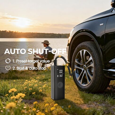 Tire Inflator Portable Air Compressor - 5X Faster 180PSI Cordless Air Pump for Car Tires with Digital Pressure Gauge, Auto Shutoff & Emergency LED Light,Tire Pump for Cars, Motorcycles, Bikes, Balls in Kuwait