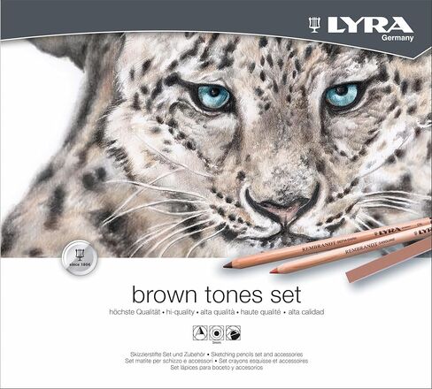 Lyra - Metal box of pastels and sketching pencils brown tones + accessories - 25 pieces in Kuwait