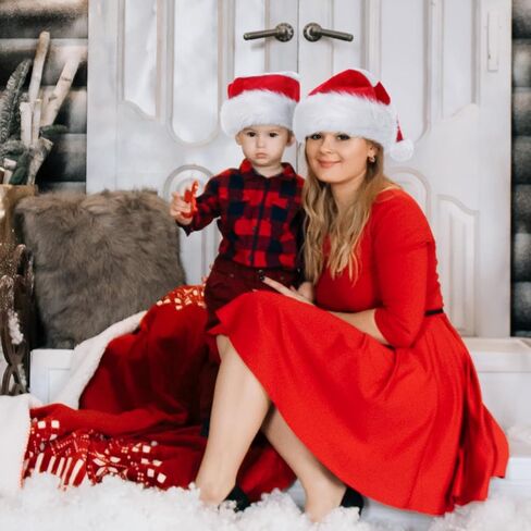 Phyxin سانتا قبعة شريطية قبعة عيد الميلاد الكبار القطيفة قبعة سانتا كلوز عيد الميلاد الأبيض in Kuwait