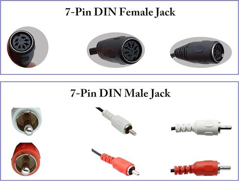 zdyCGTime Din 7 Pin to RCA Cable، 7 Pin DIN إلى RCA Cable، 7-Pin MIDI Female Plug to 2 RCA Male Audio Converter Cord for Bang & Olufsen، Naim، Quad.Stereo Systems (0.5 م) (0.5 م) in Kuwait