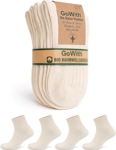 GoWith 4 Pairs Unisex Natural 97% Cotton Low Cut Socks, Comfy Cozy Breathable Seamless Casual Socks for Men & Women, Ecru, XLarge, Model 3010 in Kuwait