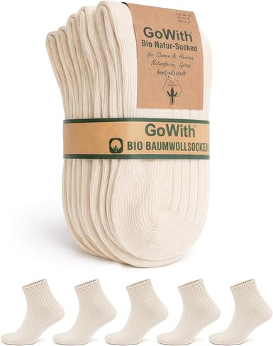 GoWith 4 Pairs Unisex Natural 97% Cotton Low Cut Socks, Comfy Cozy Breathable Seamless Casual Socks for Men & Women, Ecru, XLarge, Model 3010 in Kuwait