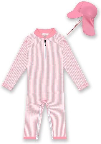 بدلة سباحة للأطفال من WeVSwe للحماية من الطفح الجلدي والحماية من الشمس للرضع بأكمام طويلة، بدلة استحمام سريعة الجفاف مع قبعة الشمس من 0 إلى 3 سنوات in Kuwait