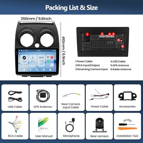 4G+64G CAR Stereo Radio for Nissan Rogue 2008-2013 مع Carplay Android Auto و Android 13 Head و 9 بوصة راديو سيارة شاشة مع GPS Navigation Bluetooth 5.0 16EQ RDS FM HD Camera in Saudi Arabia