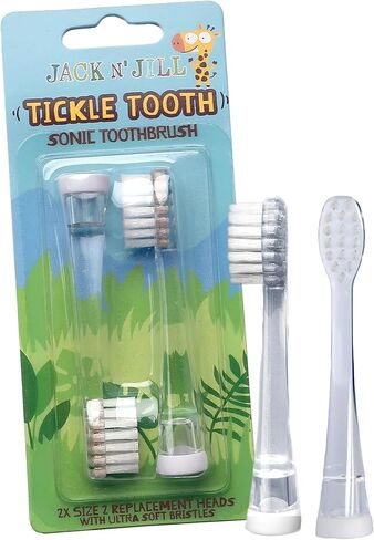 Jack N' Jill Tickle Tooth Toddler Electric Toothbrush with Replacement Head - Gentle Cleaning, Made for Tiny Teeth, LED Inspection Light, for Babies & Kids, Extra Soft Bristles - (1 Pack) in Kuwait