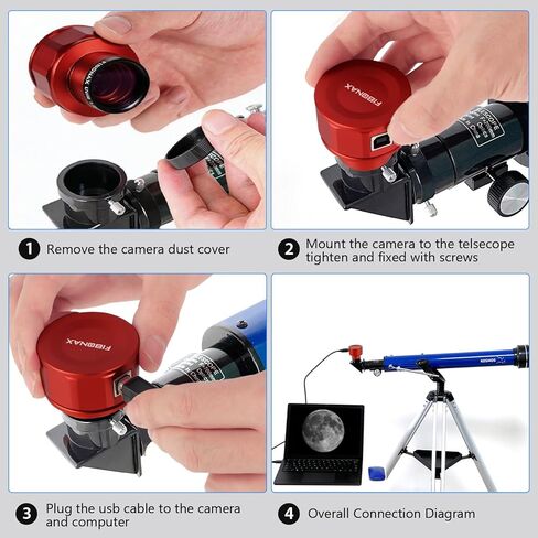 كاميرا تلسكوب 4K ، كاميرا تصوير الفلكي 8 ميجابكسل - 1.25 "تلسكوب كاميرا العدسة الإلكترونية مع مرشح الأشعة تحت الحمراء ، والتوصيل والتشغيل لعلم الفلك ، والتصوير الكوكبي ، متوافق مع Windows/Mac/Linux in Kuwait