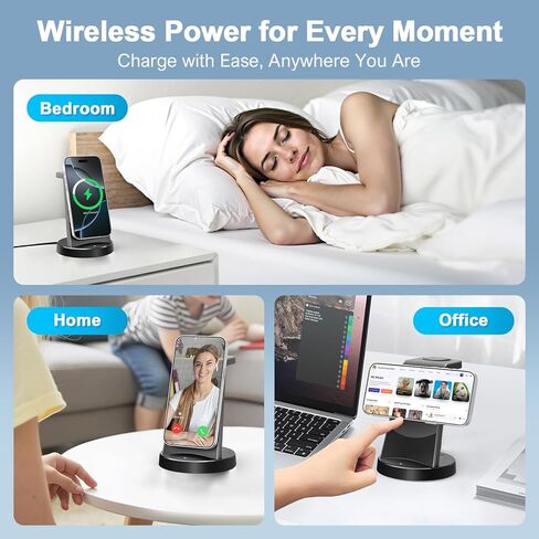 لمحطة شحن الشاحن اللاسلكية Magsafe: 3 في 1 15W Stand Magnetic Qi Charger Stand for iPhone 16e 16e in Kuwait