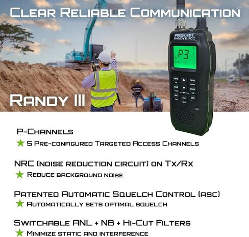 President Electronics Randy II FCC - First FCC Approved AM/FM Handheld CB Radio, Weather Radio, Portable CB Radio, Bundle with 2.15 dBi Gain Tactical Antenna and Keychain in Saudi Arabia