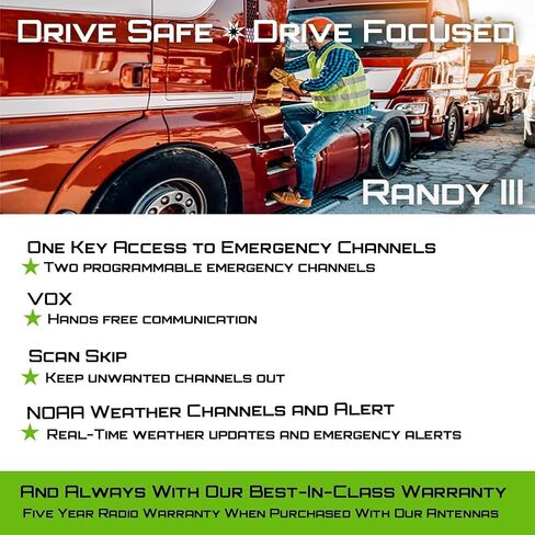 President Electronics Randy II FCC - First FCC Approved AM/FM Handheld CB Radio, Weather Radio, Portable CB Radio, Bundle with 2.15 dBi Gain Tactical Antenna and Keychain in Saudi Arabia