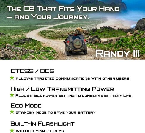 President Electronics Randy II FCC - First FCC Approved AM/FM Handheld CB Radio, Weather Radio, Portable CB Radio, Bundle with 2.15 dBi Gain Tactical Antenna and Keychain in Saudi Arabia