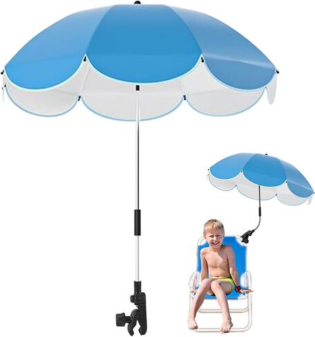 30 Inches Chair Umbrella with Clamp,Waterproof Umbrella Sunshade for Child Outdoor,Bike Wheelchair Umbrella with Holder Clip on Umbrella on Beach Chairs,Strollers,Wheelchairs(Chair Not Include) in Kuwait