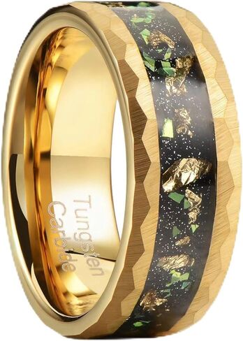 Holizaly 8mm Men's Tungsten Carbide Wedding Ring Blue Concave Groove Engagement Commitment Polished Finishing Comfort Fit Size 6-13 in Kuwait