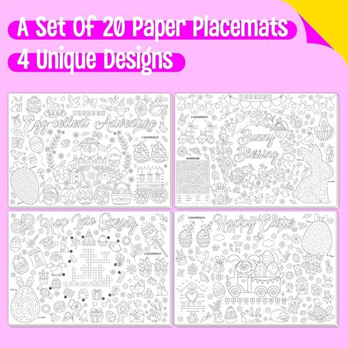 Thanksgiving Coloring Placemats, Set of 20 Paper Placemats & 80+ Autumn Stickers 4 Designs Turkey Coloring Activity Paper for DIY Painting Drawing Banner/Tablecloth for Autumn Theme Party, Wall Decor in Kuwait