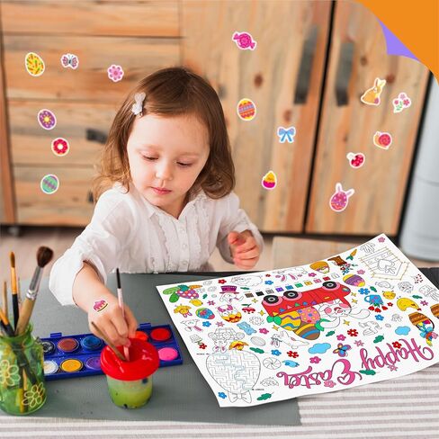 Thanksgiving Coloring Placemats, Set of 20 Paper Placemats & 80+ Autumn Stickers 4 Designs Turkey Coloring Activity Paper for DIY Painting Drawing Banner/Tablecloth for Autumn Theme Party, Wall Decor in Kuwait