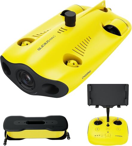 Underwater Drone, Mini S submarine drone with 4K+EIS Image Stabilization Camera for Real-Time Viewing Depth & Temperature Data, Direct-Connect Remote Controller, Dive to 330ft Underwater, Portable ROV in Kuwait