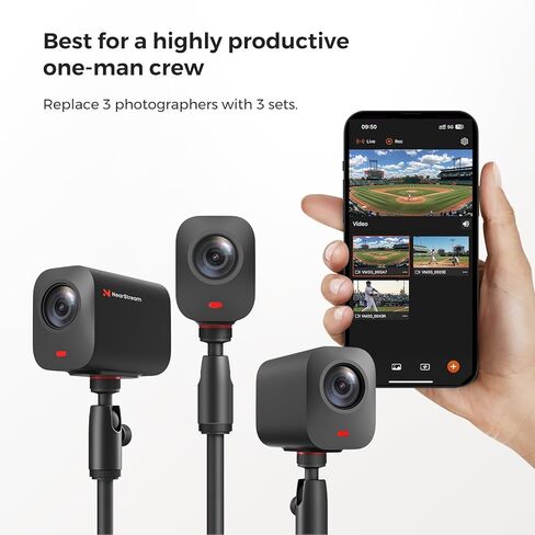 3-Pack Live Streaming Camera 2K, Streaming Webcam with 40X Hybrid Zoom, 8-MEMS Mic with Noise Canceling, 6H Battery, Camera for Streaming on YouTube/Twitch/Facebook/Rtmp, App Control in Kuwait