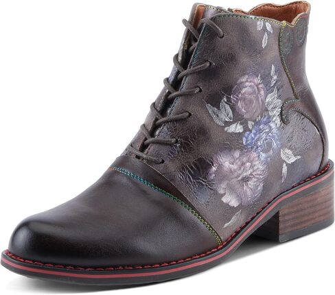 Spring Step L'Artiste Xenia Women's Lace-Up Oxford Bootie - Classic Menswear with Floral Print Shaft in Kuwait
