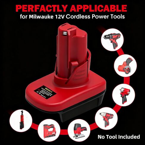 DM20M12 Adapter for Milwaukee M12 12V Power Tools, Battery Adapter Convert for Dewalt 20V & for Milwaukee 18V Li-ion Battery to for Milwaukee M12 12V Power Tools in Kuwait
