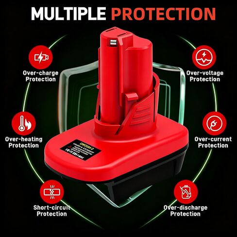 DM20M12 Adapter for Milwaukee M12 12V Power Tools, Battery Adapter Convert for Dewalt 20V & for Milwaukee 18V Li-ion Battery to for Milwaukee M12 12V Power Tools in Kuwait