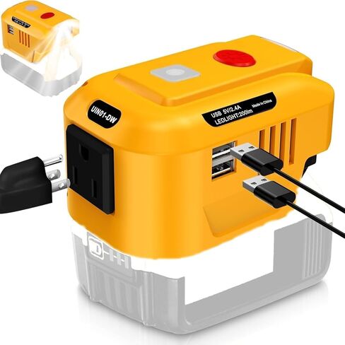 محول شاحن هاتف USB 150 واط لبطارية Ryobi 18 فولت، مولد عاكس URUN DC 18 فولت إلى تيار متردد 120 فولت، محول مصدر طاقة 120 فولت لـ Ryobi مع USB مزدوج وإضاءة LED ومخرج تيار متردد (بدون بطارية) in Kuwait