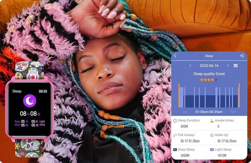 bemi Kix-m Smartwatch Fitness Tracker - Heart Rate Monitor, Blood Oxygen, Sleep Tracking, Pedometer Step Calories Tracker - 1.5 Inch Touchscreen IP68 Waterproof Women Men - Black in Kuwait