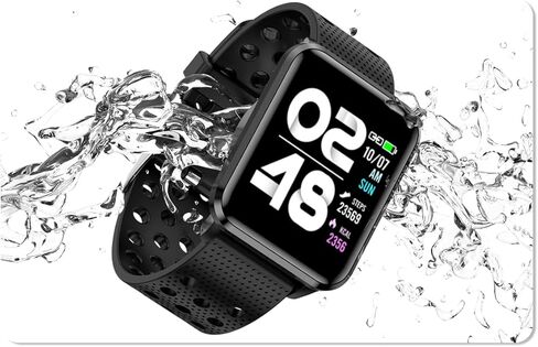 bemi Kix-m Smartwatch Fitness Tracker - Heart Rate Monitor, Blood Oxygen, Sleep Tracking, Pedometer Step Calories Tracker - 1.5 Inch Touchscreen IP68 Waterproof Women Men - Black in Kuwait