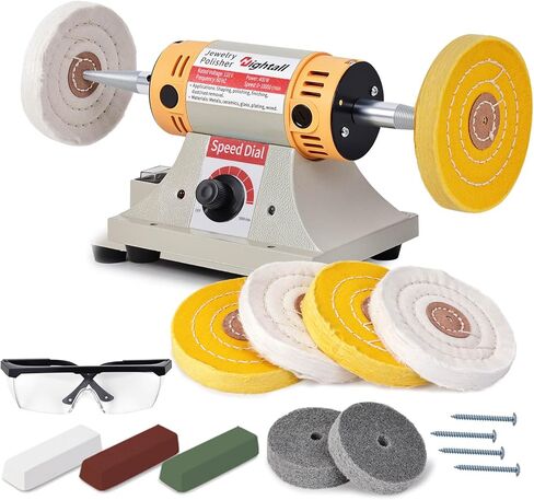 Jewelry Polisher Versatile Polishers & Buffers for Bench Grinder - Ideal for Jewelry Polishing and Finishing Jobs,With 6 Cloth Wheels, 2 Abrasive Fiber Wheels, Safety Glass, Polish Compound in Kuwait