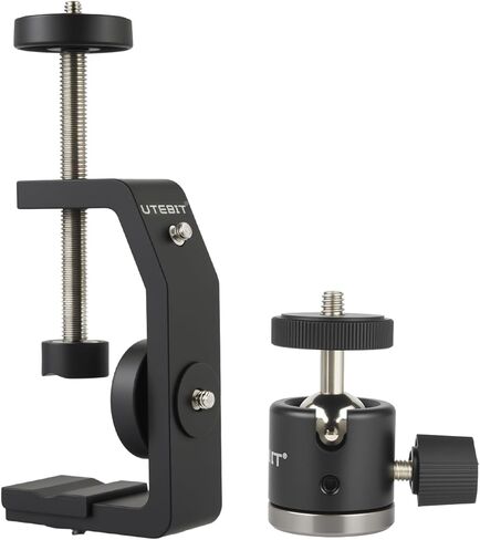 UTEBIT C Clamp Camera Mount Tripod Clamp with Mini Ball Head Desk Clamps（1/4 Thread Hole）C Clamp Mount with 1/4" Hot Shoe Compatible for Camera Woodworking Desktop in Kuwait