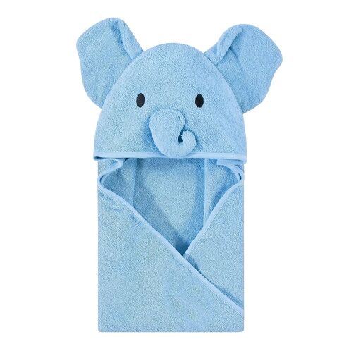 Touched by Nature Unisex Baby Organic Cotton Animal Face Hooded Towels, Gray Elephant, One Size in Kuwait