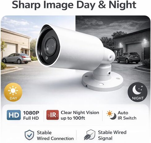 SVD 1920X1080 كاميرا رصاصة أمان ، كاميرات مراقبة الرصاص مع رؤية ليلية ، كاميرا أمان في الهواء الطلق مقاومة للماء ، عدسة 2.8-12 مم ، مجموعة من الأشعة تحت الحمراء 100 قدم ، وظيفة ديناميكية رقمية ، أبيض in Kuwait