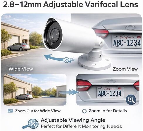 SVD 1920X1080 كاميرا رصاصة أمان ، كاميرات مراقبة الرصاص مع رؤية ليلية ، كاميرا أمان في الهواء الطلق مقاومة للماء ، عدسة 2.8-12 مم ، مجموعة من الأشعة تحت الحمراء 100 قدم ، وظيفة ديناميكية رقمية ، أبيض in Kuwait