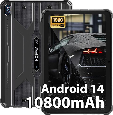 Hotwav R8 Tablet Rugged Android 14-10.1inch HD+ Tablet مقاومة للماء ، 10800 مللي أمبير في الساعة ، 12 جيجا بايت+ 128 جيجا بايت/TF 1TB ، 13MP+ 5MP الكاميرا في الهواء الطوي in Kuwait