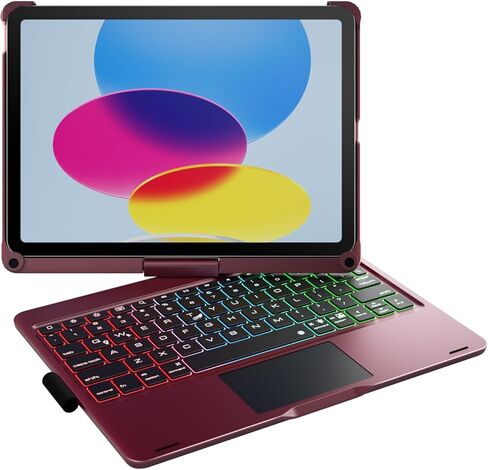 doqo for iPad 10th 11th Generation Case with Keyboard,360° Rotatable Wireless 7 Colors Backlight Multi-Touch Trackpad Folio Keyboard Cover for iPad 11-inch A16 2025 10.9-inch 10th 2022 (Black) in Kuwait