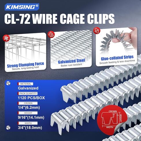 CL-72 Galvanized Clinch Clips, 1,120 PCS/Box, Fasteners for Harcto M66 Clinching Clipper Tool, Wire Fence Staples for Joining Cages in Kuwait