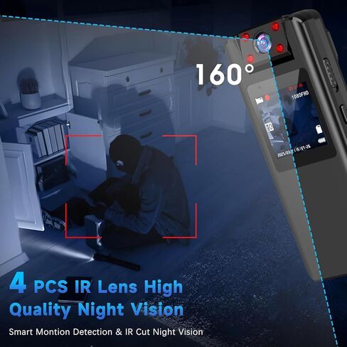 كاميرا الجسم مع تسجيل الصوت والفيديو - كاميرا الجسم 128 جيجابايت مع عدسة دوارة 180 درجة ، و 1080 بكسل كاميرا الفيديو البالية مع بطارية 9 ساعات ، والرؤية الليلية ، وتسجيل حلقة لإنفاذ قانون المدنيين الشخصي in Kuwait