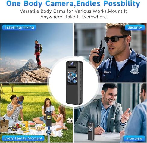 كاميرا الجسم مع تسجيل الصوت والفيديو - كاميرا الجسم 128 جيجابايت مع عدسة دوارة 180 درجة ، و 1080 بكسل كاميرا الفيديو البالية مع بطارية 9 ساعات ، والرؤية الليلية ، وتسجيل حلقة لإنفاذ قانون المدنيين الشخصي in Kuwait
