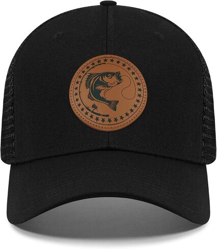 Fishing Gifts for Men Women, Unique Stuff Fish Flag Trucker Hat for Fisherman Best Gift, Black/Grey in Kuwait