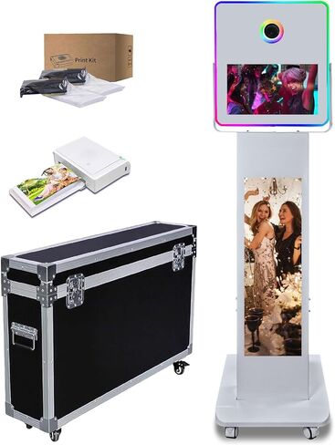 LCD Camera Photo كشك مع 15.6 "مرآة اللمس شاشة التحكم مرآة صورة مرآة صورة شخصية Selfie Station Shell Stand DIY Machine مع ضوء RGB (كشك الصور+طابعة مصغرة) in Kuwait