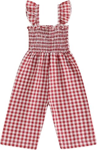 Toddler Baby Girl Summer Clothes Ruffle Sleeveless Suspender Smocked Romper One Piece Jumpsuit Overall Pants Clothes in Saudi Arabia